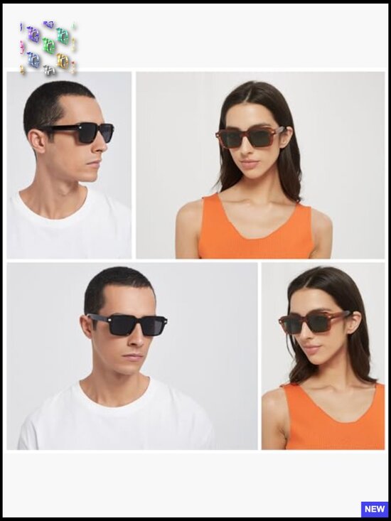 Retro Square Polarized Sunglasses Vintage Shades Unisex Rectangle 70s 80s main image 5